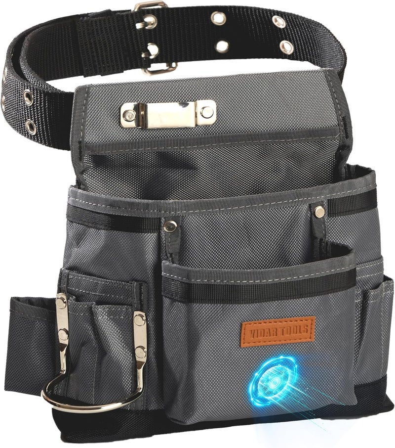 VIDAR TOOLS Small Tool Belt Pouches,Tool Belts for men,magnetic tool belt,11-Pockets,Electrician Construction,Carpentry.Heavy Duty nylon belt with metal buckle.1680D Oxford. - Image 1